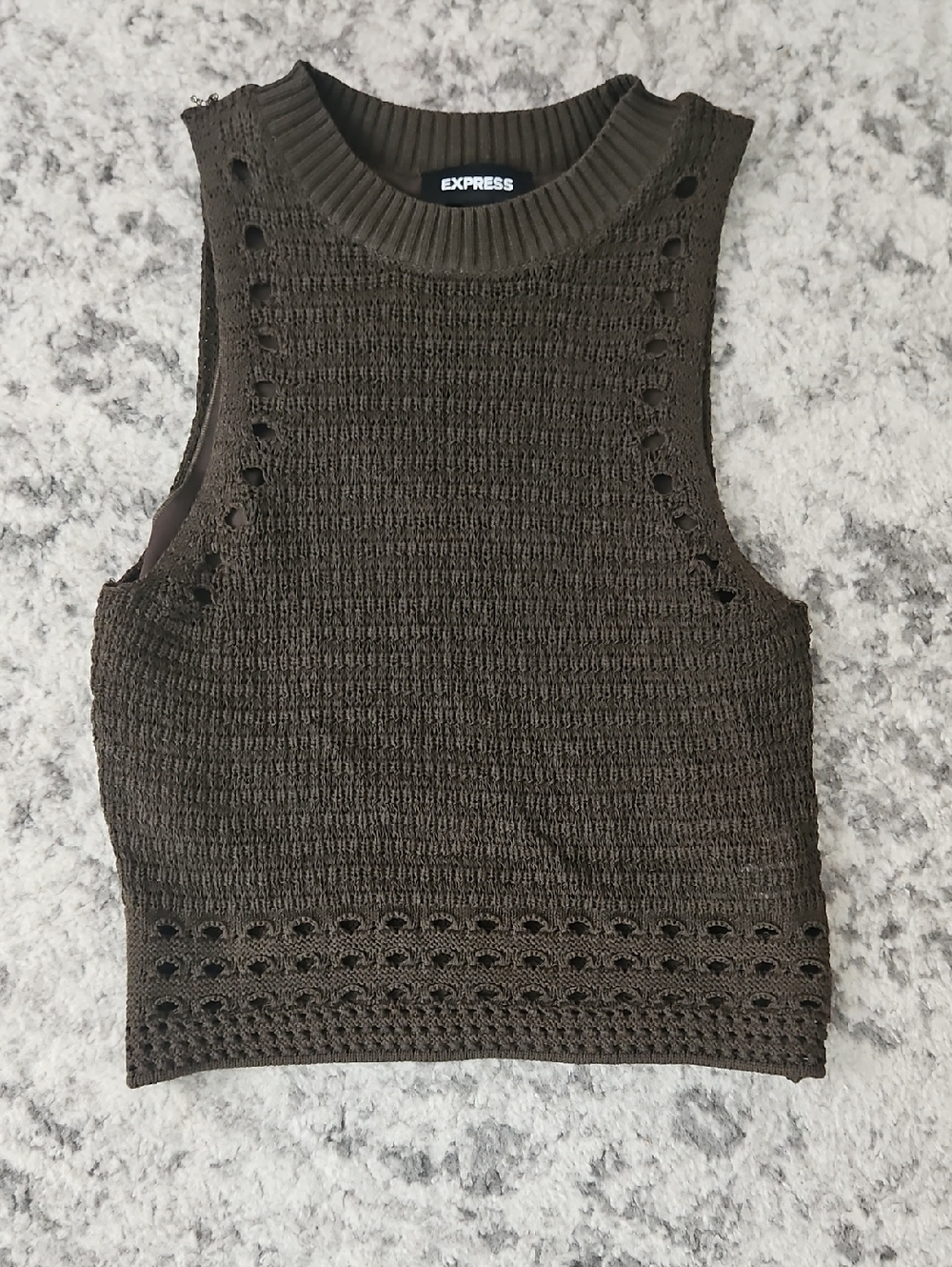 Express Olive Green Crochet Knit Tank Top